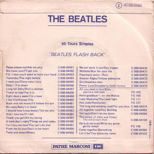 The Beatles French Singles/Beatles Flash Back Series